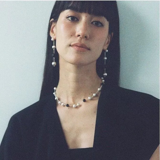 Matilda Brushed Ball and Ebony Wood Necklace