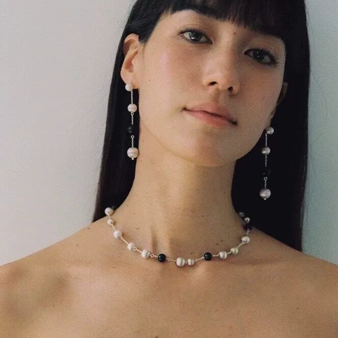 Matilda Brushed Ball and Ebony Wood Necklace