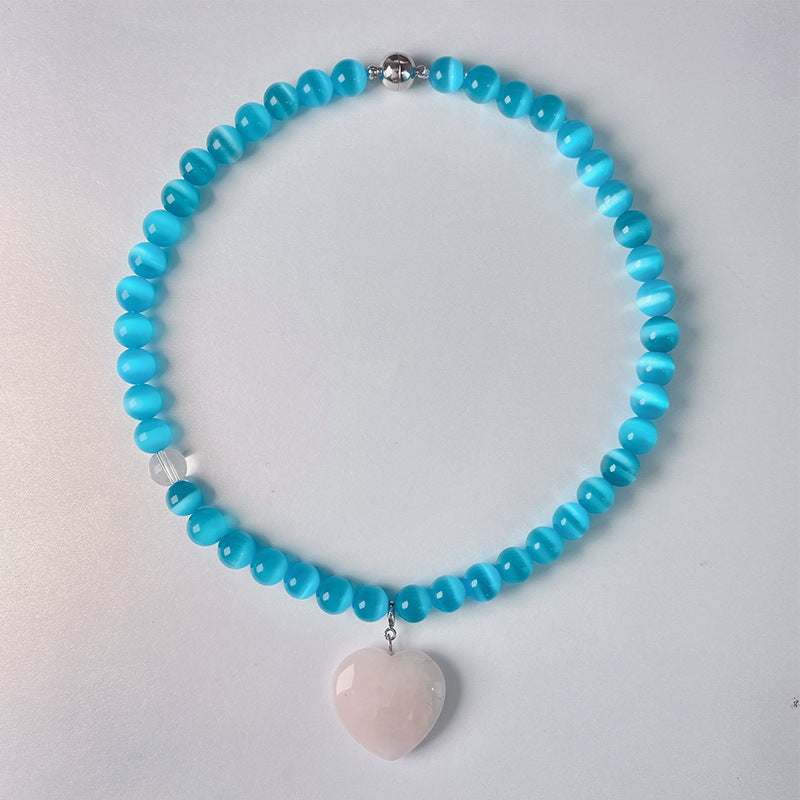 Bethany Glacier Blue Cat's Eye Beaded Necklace