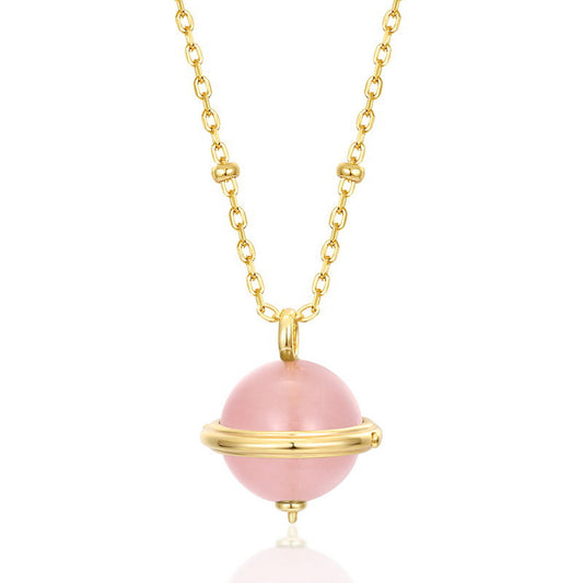 Luxe Orbit Malachite / Rose Quartz Pendant Necklace