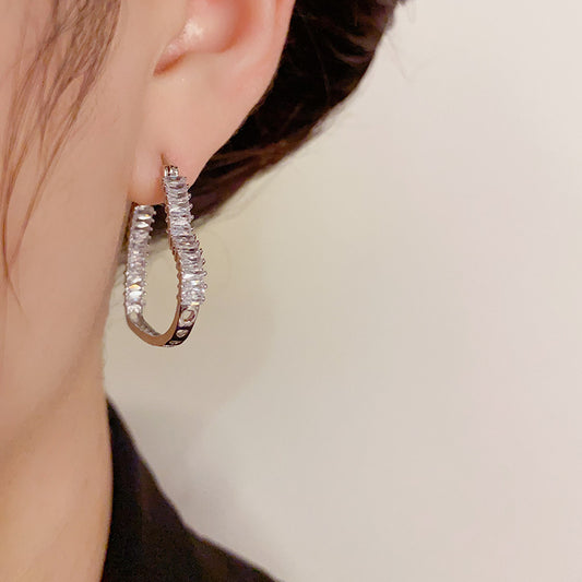 Blake Zircon Heart-Shaped Hoop Earrings