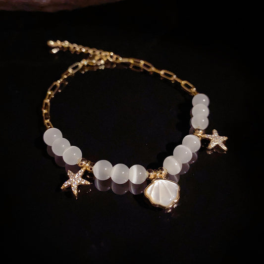 Gabrielle Seashell, Starfish and Tiger's-eye Stone Bracelet