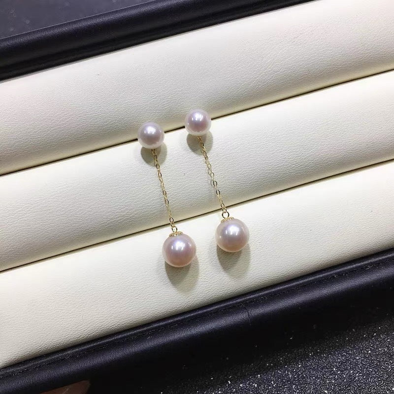 18K Gold Pearl Thread Earrings