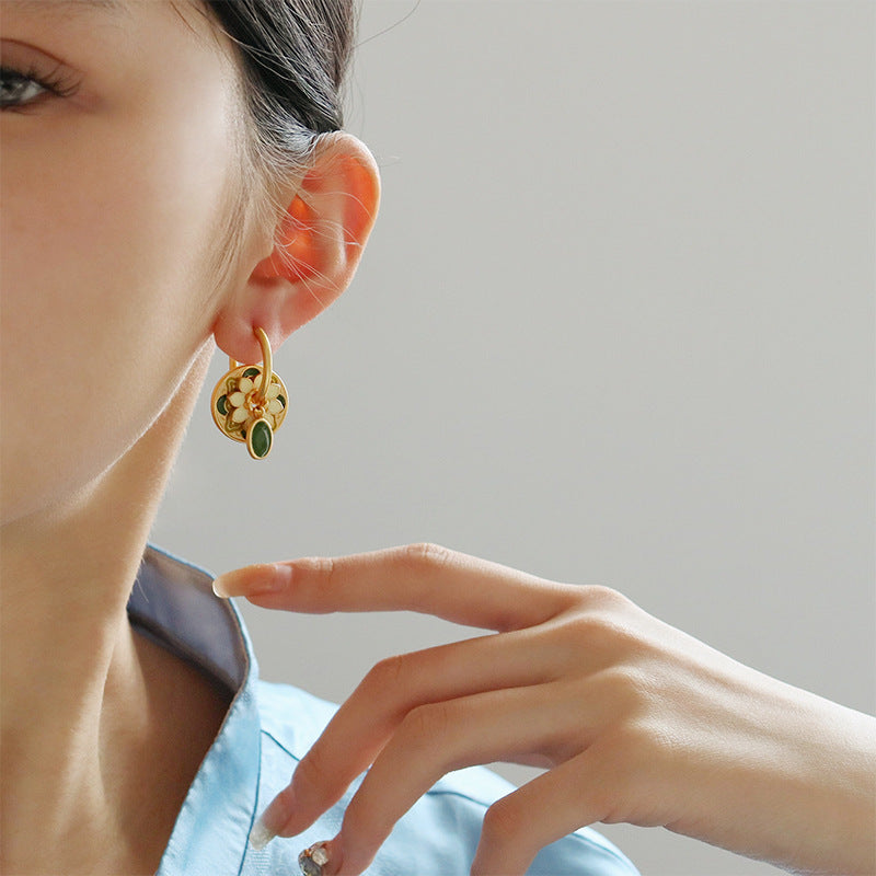 Colorful Floral Enamel Earrings