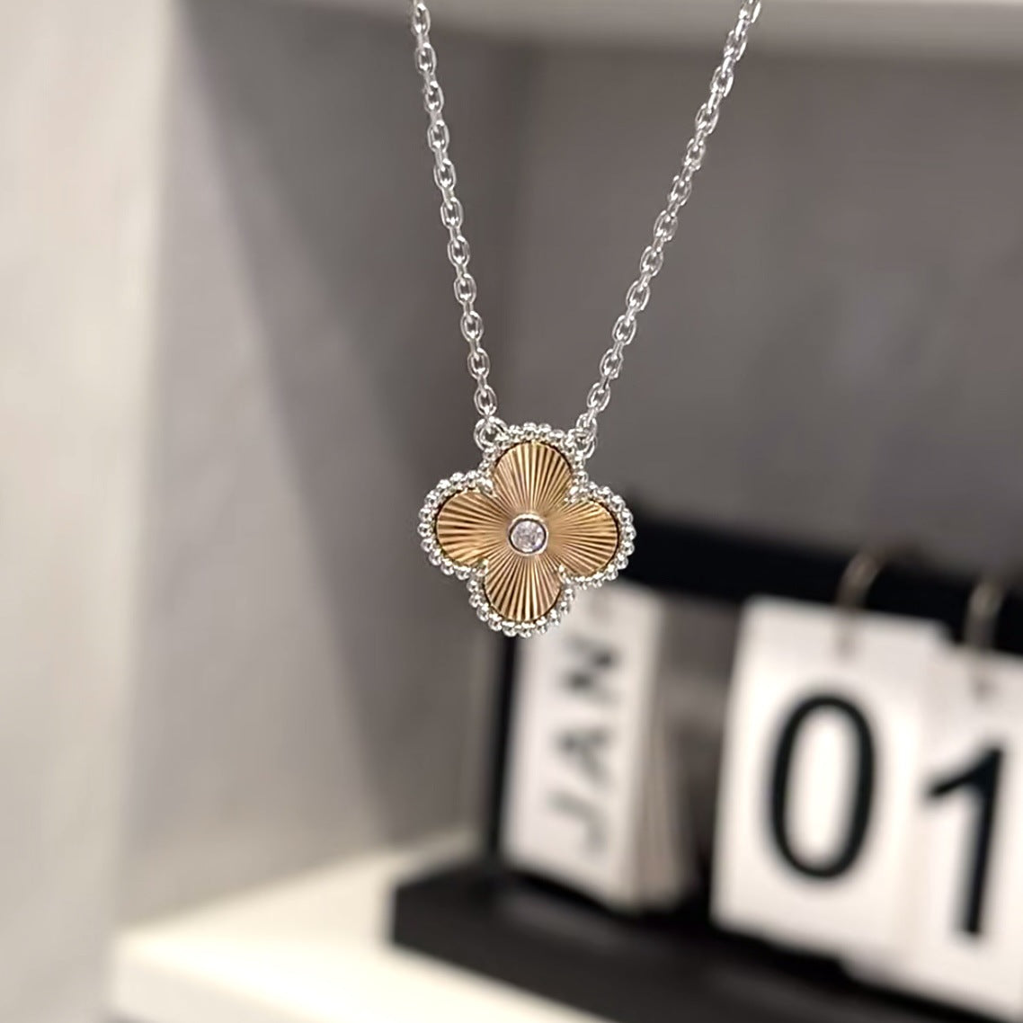 Four-Leaf Clover Charm Silver Necklace