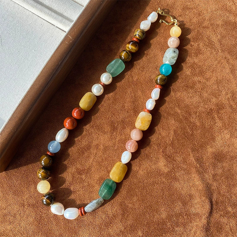 Zora Natural Stone and Pearl Necklace