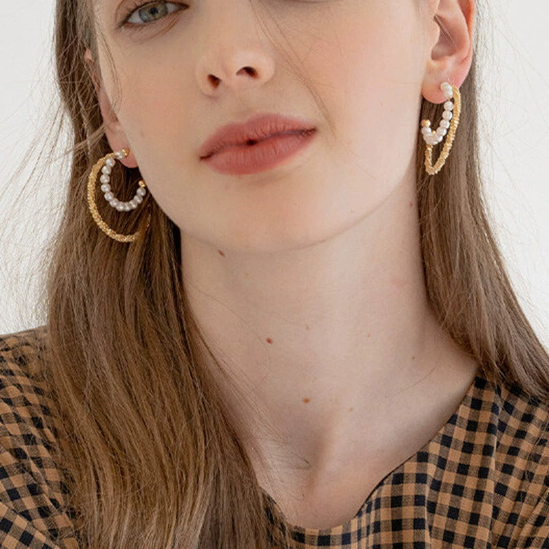 Alizee Pearl Irregular Hoop Earrings