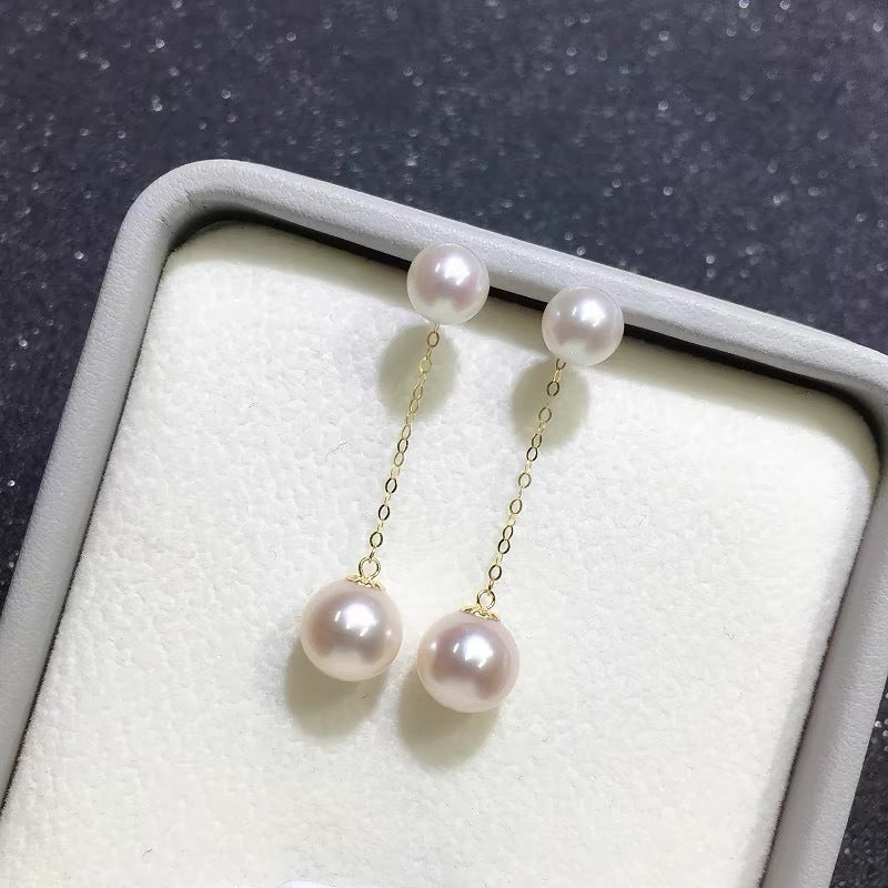 18K Gold Pearl Thread Earrings