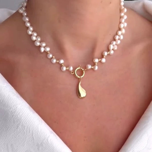 Mckinley Pearl Necklace with Teardrop Pendant