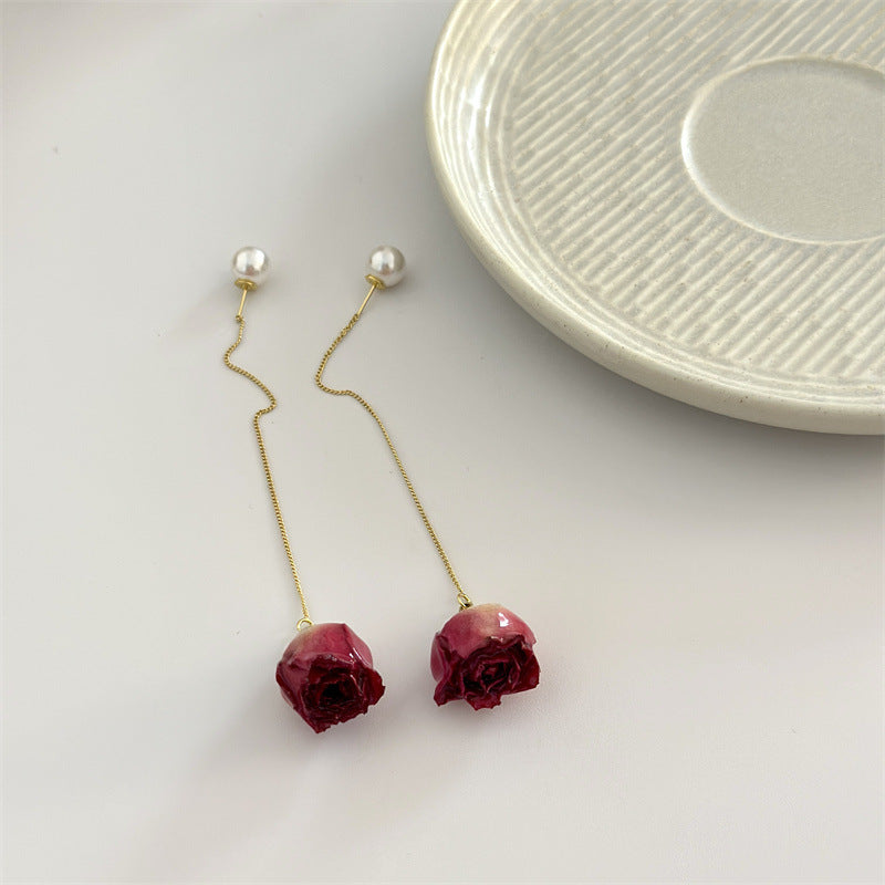 Pearl And Rose Earrings