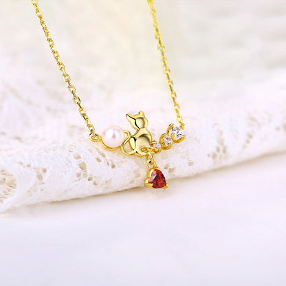 Cathy Garnet Pearl Necklace