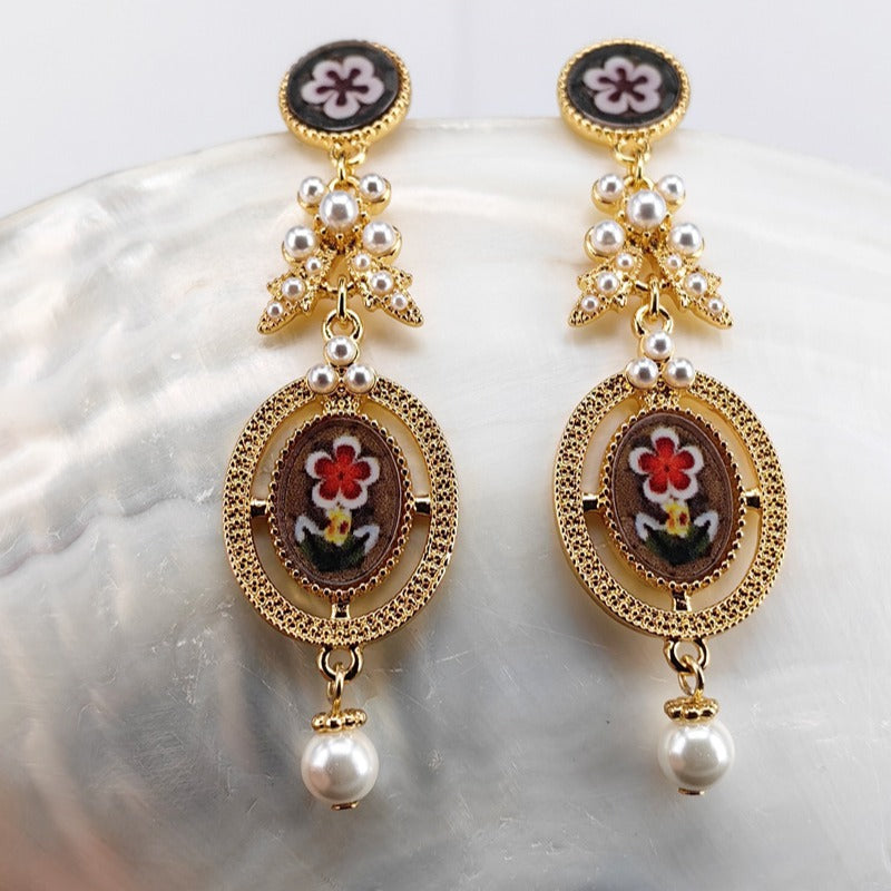 Bohemian-style Pearl Drop Earrings