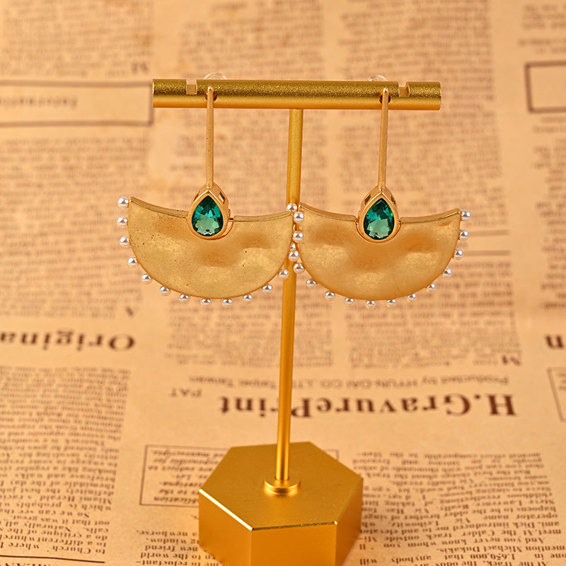 Gold Leaf Pearl Drop Earrings