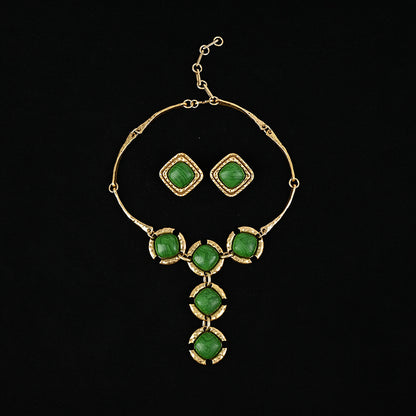 Antique Green Earring and Necklace Set