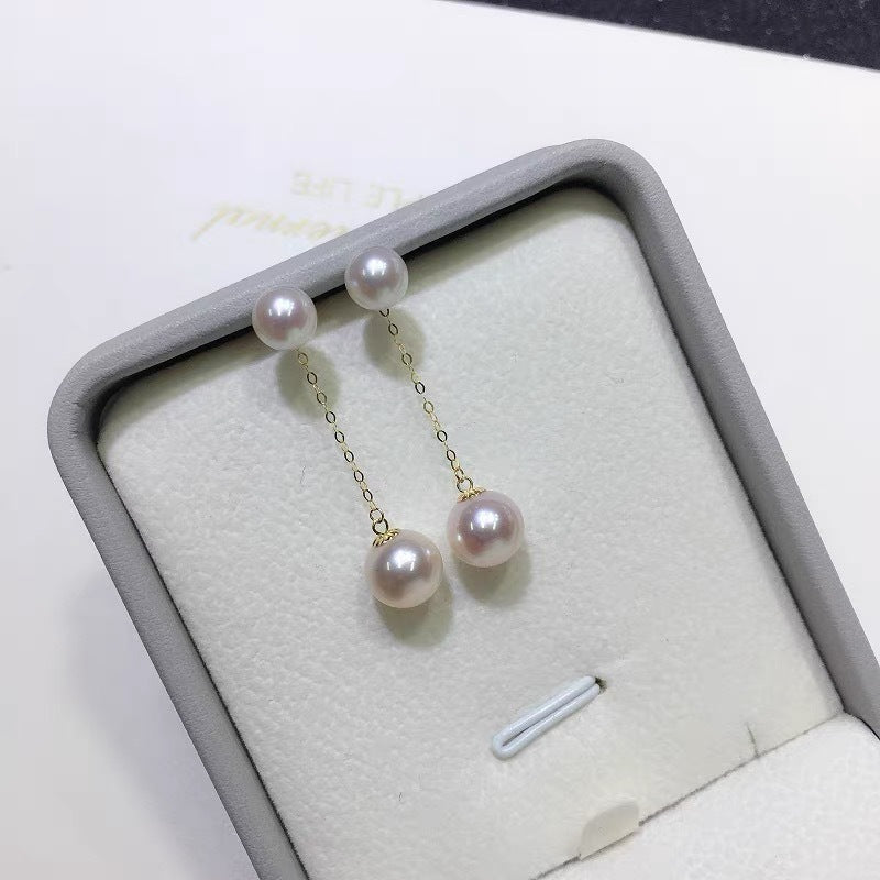 18K Gold Pearl Thread Earrings