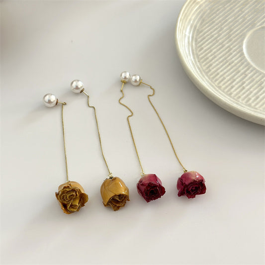 Pearl And Rose Earrings