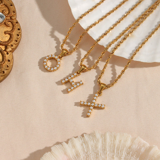 Freya Letter Pendant Twisted Chain Necklace