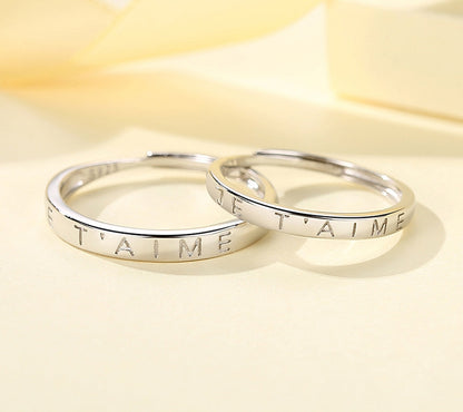 Je t'aime Inscribed Couple Rings