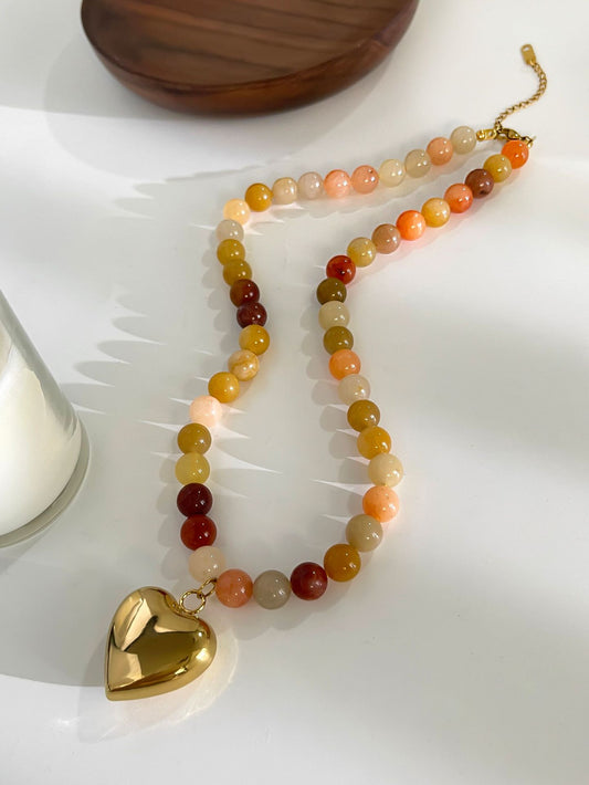 Farrah Multicolor Stone Heart Pendant Necklace