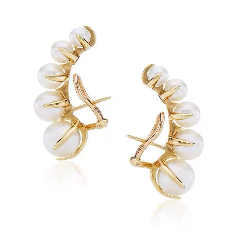 Camille Brass Gradient Pearl Clip-On Earrings