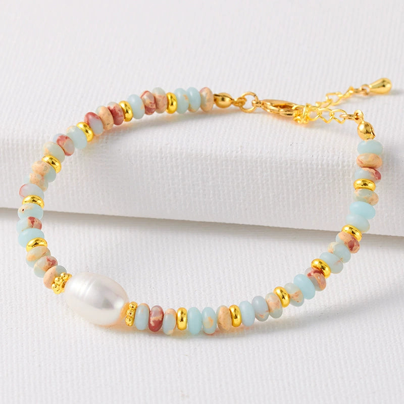 Olympia Pearl Turquoise Colorful Natural Stone Bracelet