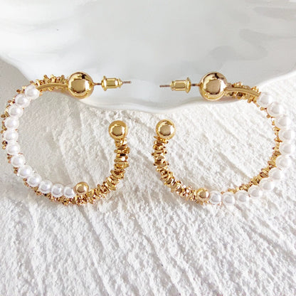 Alizee Pearl Irregular Hoop Earrings