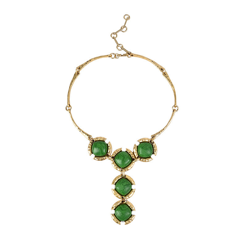 Antique Green Earring and Necklace Set