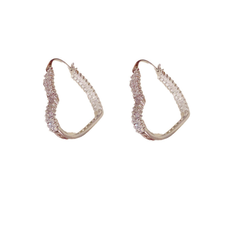 Blake Zircon Heart-Shaped Hoop Earrings