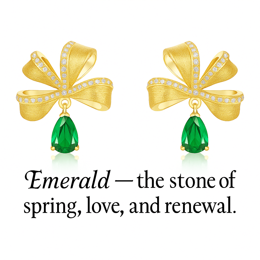 Bella Emerald Grace Bow Earrings