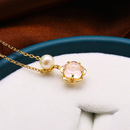 Blossom Rose Quartz & Pearl Necklace