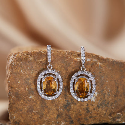 Aurélie Oval Gemstone Drop Earrings
