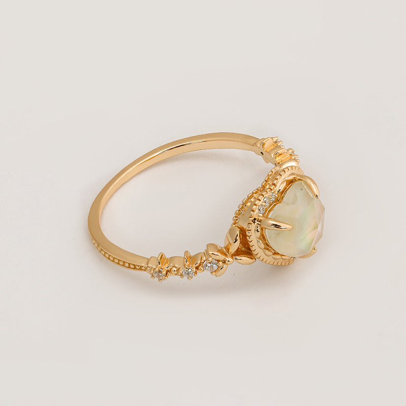Aurora Heart Opal Shell Ring