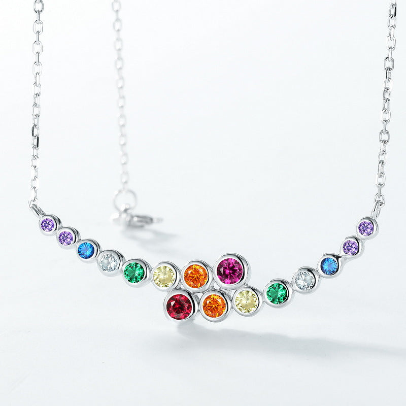 Rainbow Sparkle S925 Sterling Silver Necklace
