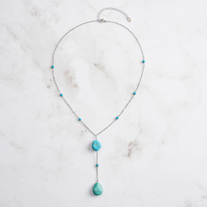 Turquoise Teardrop Y-Necklace