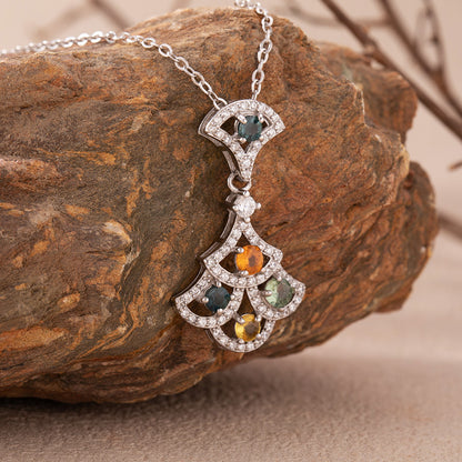 Lumière Sapphire Fan Necklace