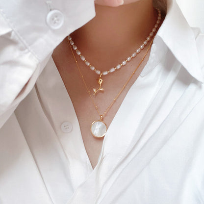 Golden Rose Pearl Necklace