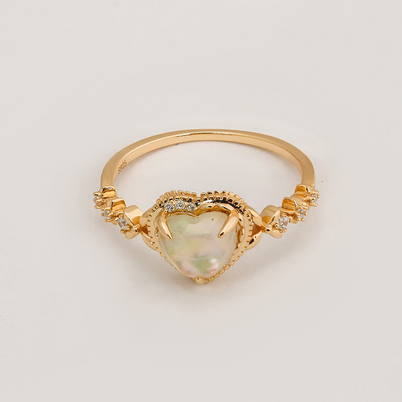Aurora Heart Opal Shell Ring