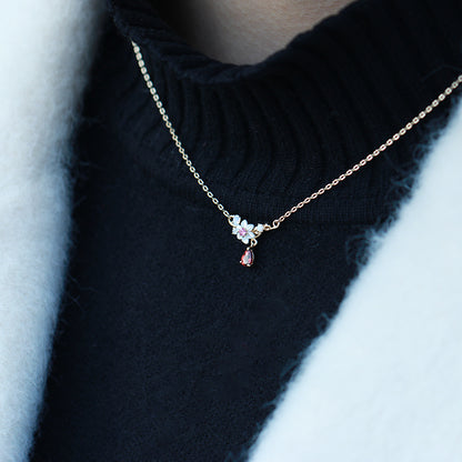 Rosalie Floral Garnet Necklace