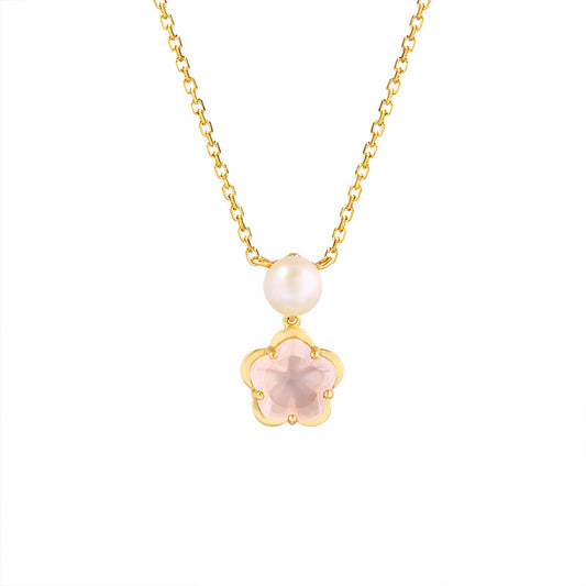 Blossom Rose Quartz & Pearl Necklace