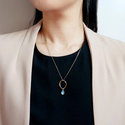 Aqua Aura Layered Gemstone Pendant Necklace