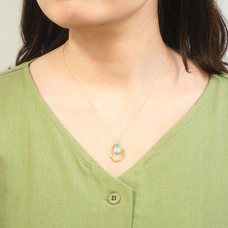 Aqua Aura Layered Gemstone Pendant Necklace
