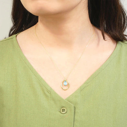 Aqua Aura Layered Gemstone Pendant Necklace