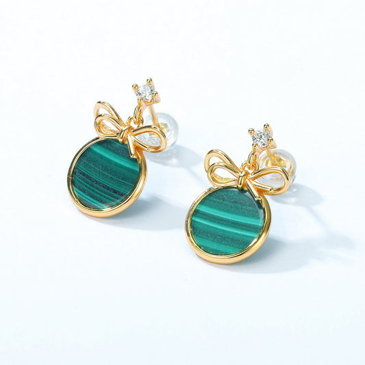 Grace Malachite Bow Earrings