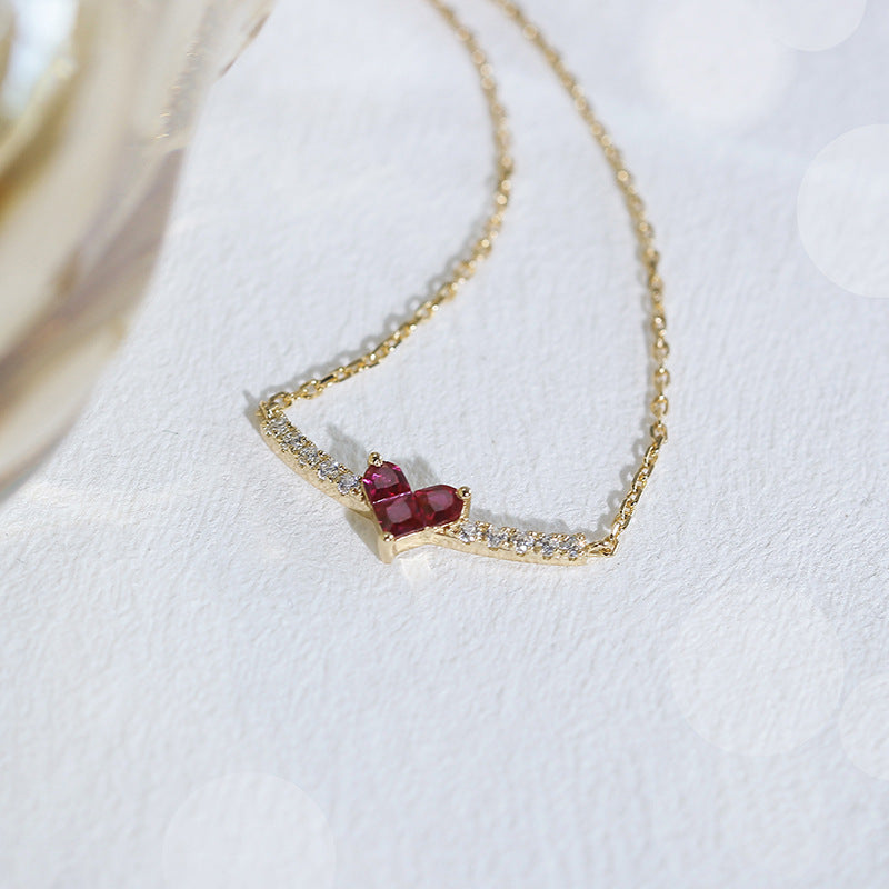 Crimson Heart Floating Ruby Necklace