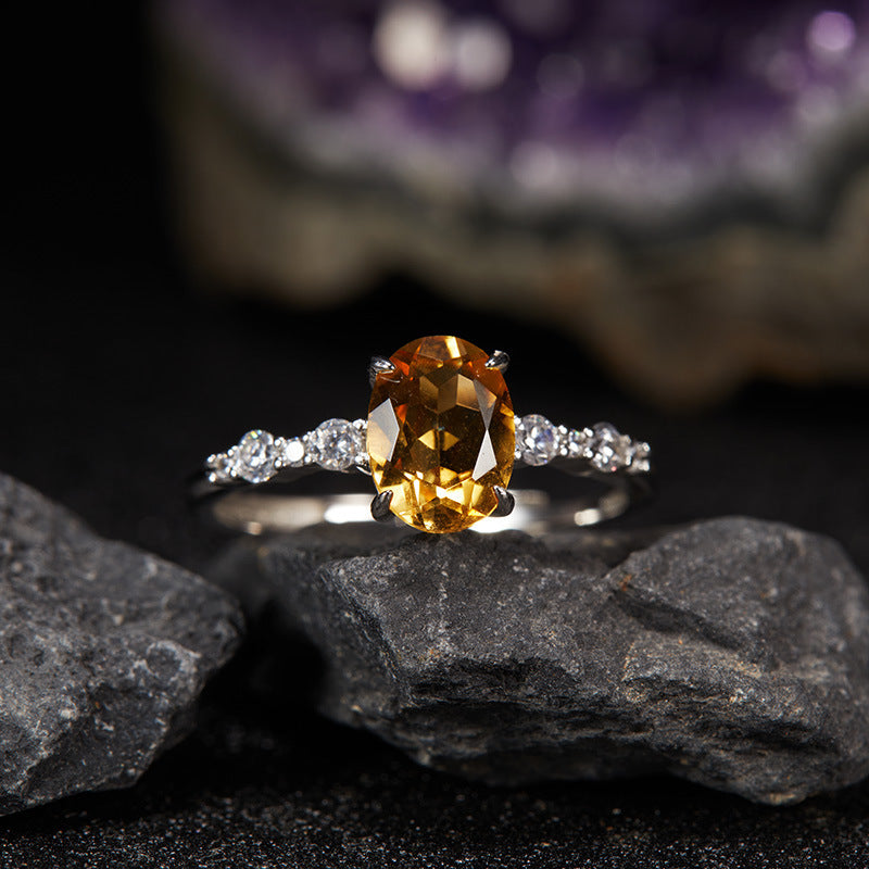 Aurora Oval Gemstone Open Ring