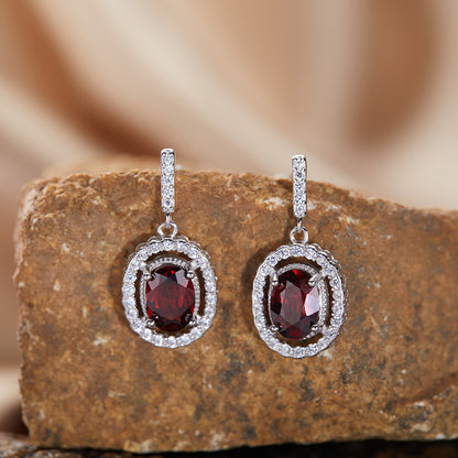 Aurélie Oval Gemstone Drop Earrings