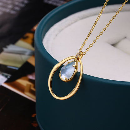 Aqua Aura Layered Gemstone Pendant Necklace