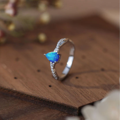 Ocean Glow Blue Opal Teardrop Ring