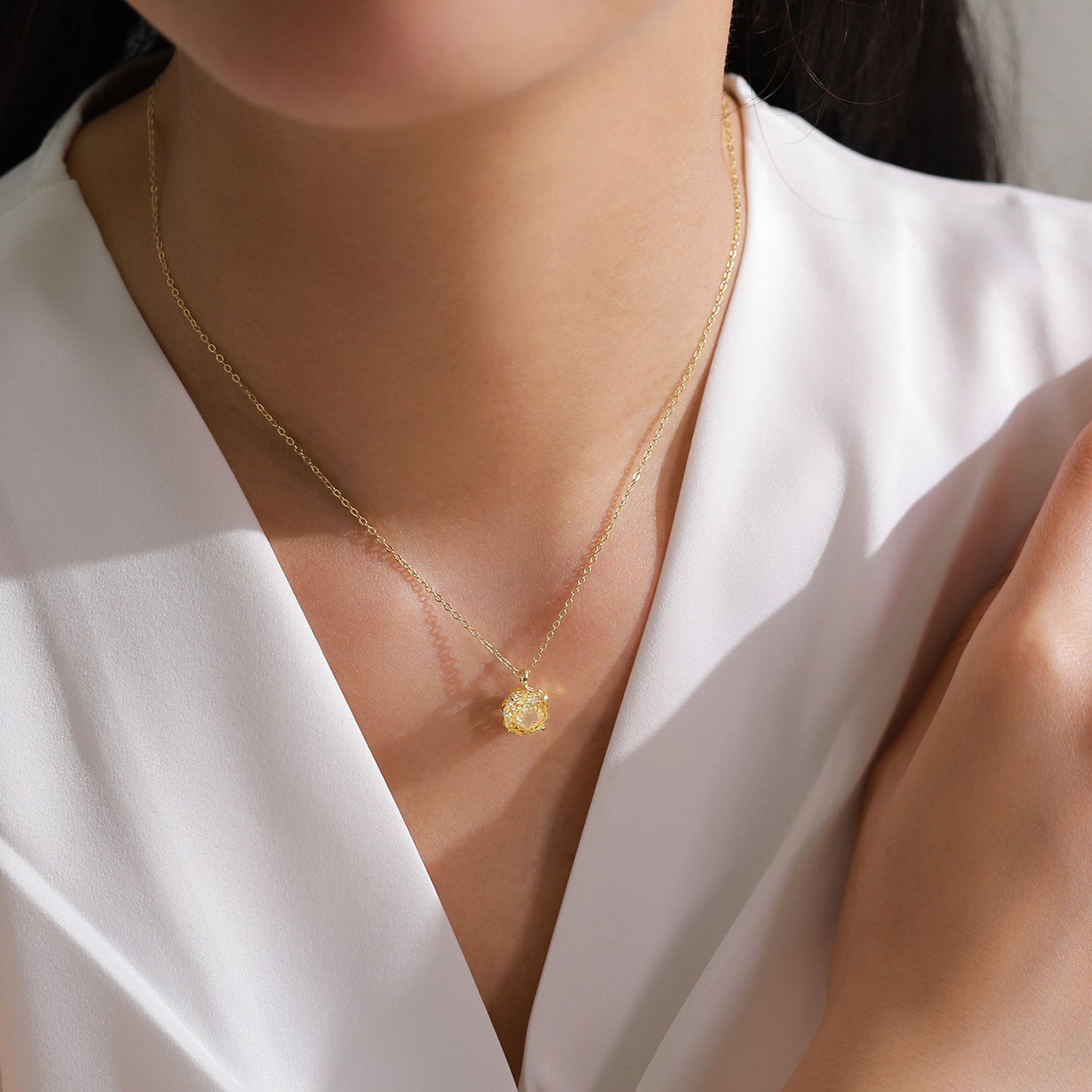 Citrine Rose Bloom Necklace