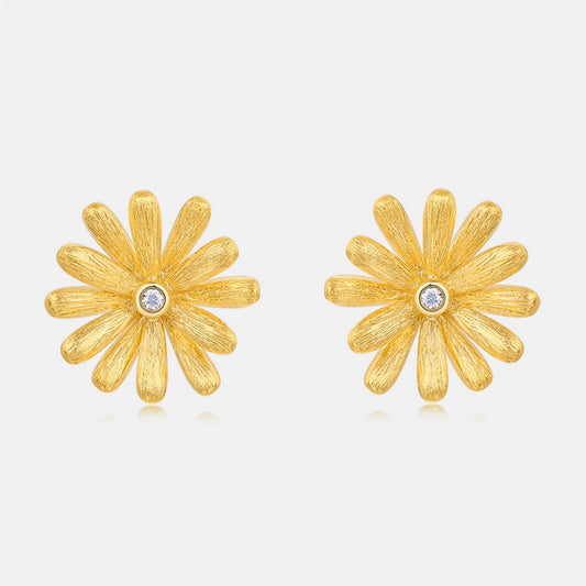 Daisy Handcrafted Brushed Stud Earring